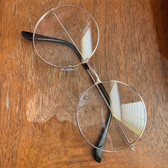 NWT VSCO Silver Rimmed Clear Round Glasses Trendy - Picture 5 of 6